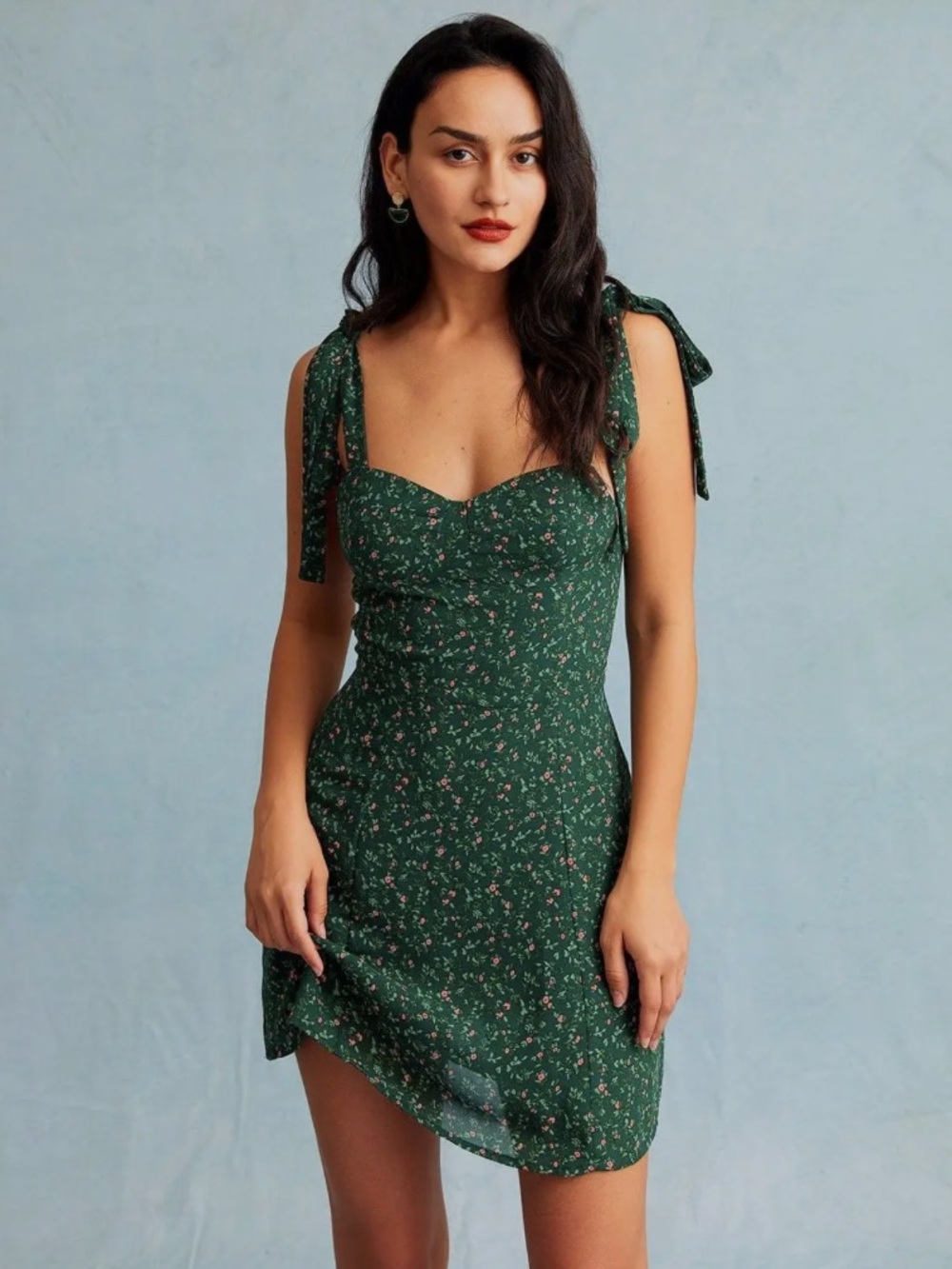 RIHOAS Green Floral Mini Dress